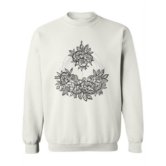 Beautiful Peonies Sketch Sweatshirt Women -Image by Shutterstock, Female Medium
