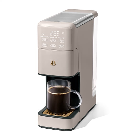 Beautiful Perfect Grind Programmable Single-Serve Coffee Maker, Porcini Taupe, Model 19433