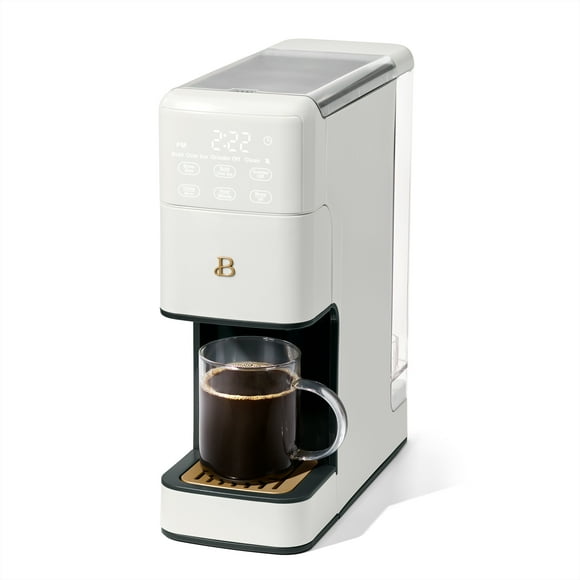 Beautiful Perfect Grind™ Programmable Single Serve Coffee Maker with Build-In Grinder, White Icing by Drew Barrymore
