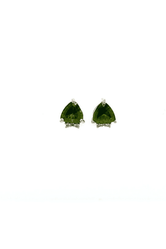 Beautiful Peridot Trillion Shaped Studs- August Birthstone Jewelry- 925 Sterling Silver Studs- Green Diamond Earring For Women