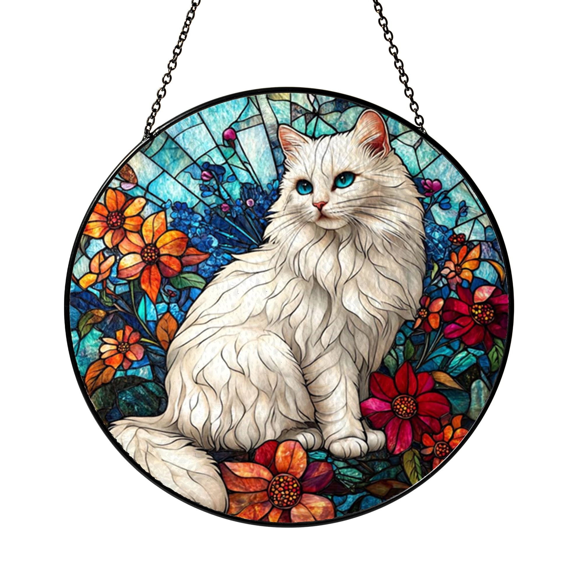 Beautiful Persian Cat with Spring Blossoms Spring Suncatcher Art ...