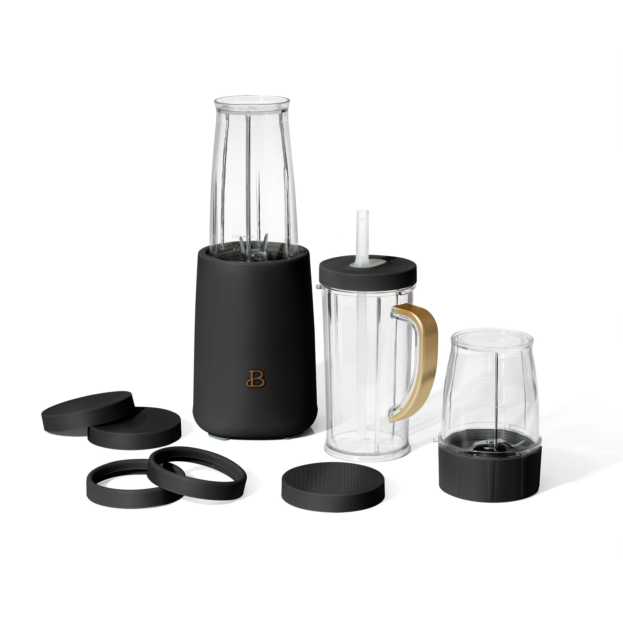 Beautiful Personal Blender Set with 12 Pieces, 240 W, Black Sesame by Drew Barrymore