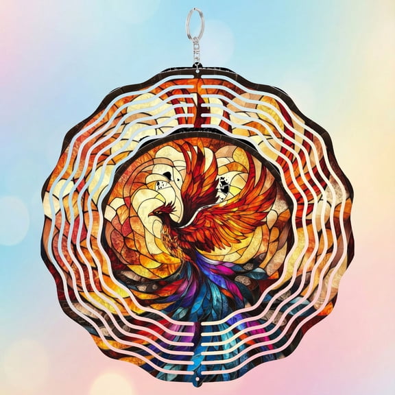 Beautiful Phoenix Bird 3D Wind Spinner Sublimation Stainless Steel Kinetic Decor