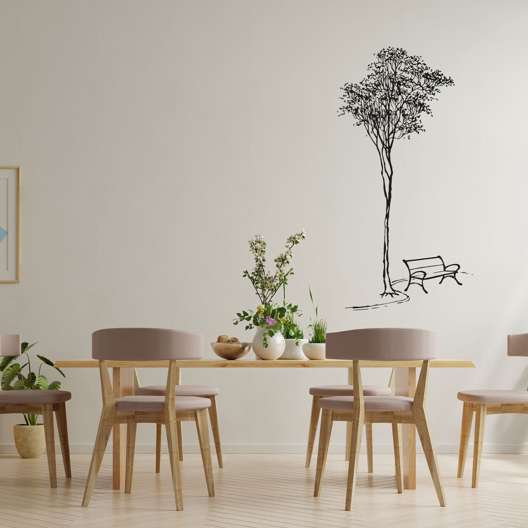 Beautiful Pine Tree Silhouette Park Bench Calm Silhouette Design Vinyl ...