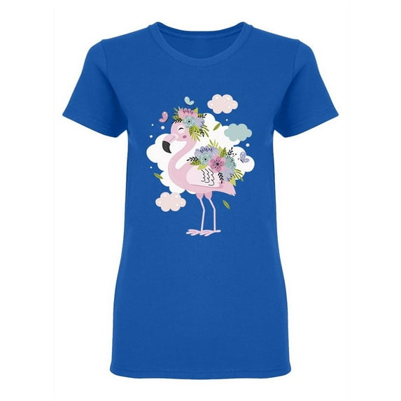 Beautiful Pink Flamingo Design Shaped T-Shirt Women -Image by Shutterstock, Female XX-Large