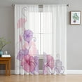 Beautiful Pink Flowers Tulle Sheer Window Curtains for Living Room the