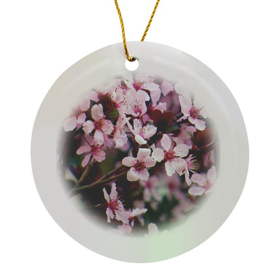 3drose, Beautiful Pink Flowers with Touches of Maroon in the Springtime, Circle Porcelain Ornament