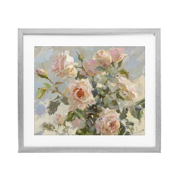 Stupell Industries Beautiful Pink Roses Bundle Gray Framed Print Under Glass, design by Creative Studio, 17 x 21