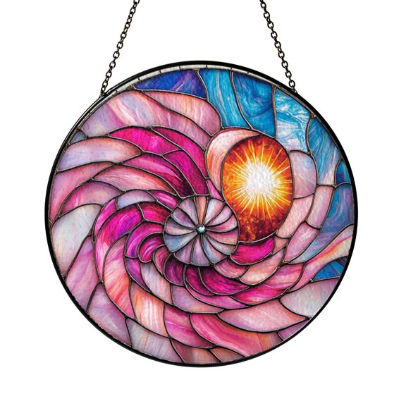 Beautiful Pink Sea Anemone Suncatcher Window Hanging Ornament Glass