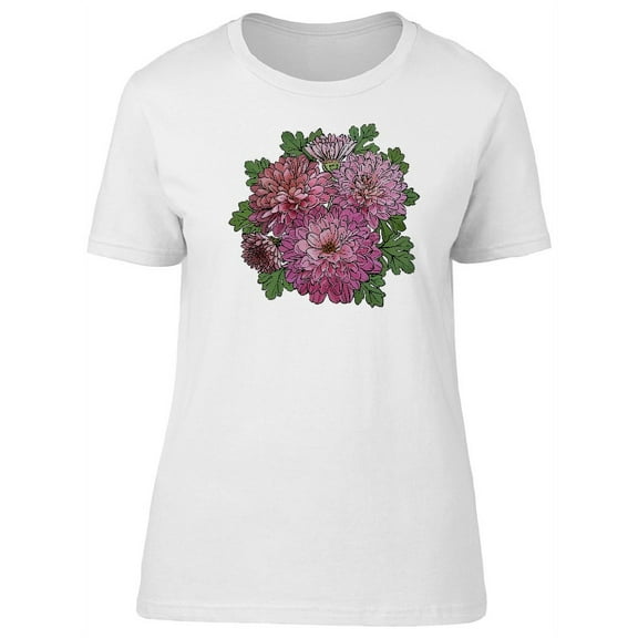 Beautiful Pink Vintage Flowers T-Shirt Women -Image by Shutterstock, Female Large