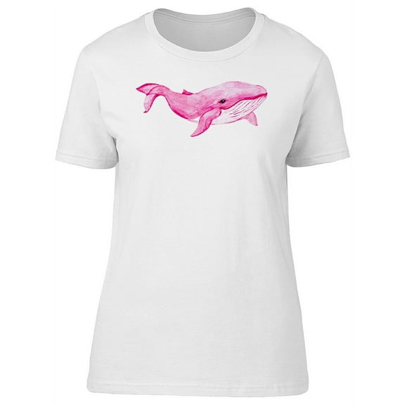 Beautiful Pink Watercolor Whale T-Shirt Women -Image by Shutterstock, Female x-Large