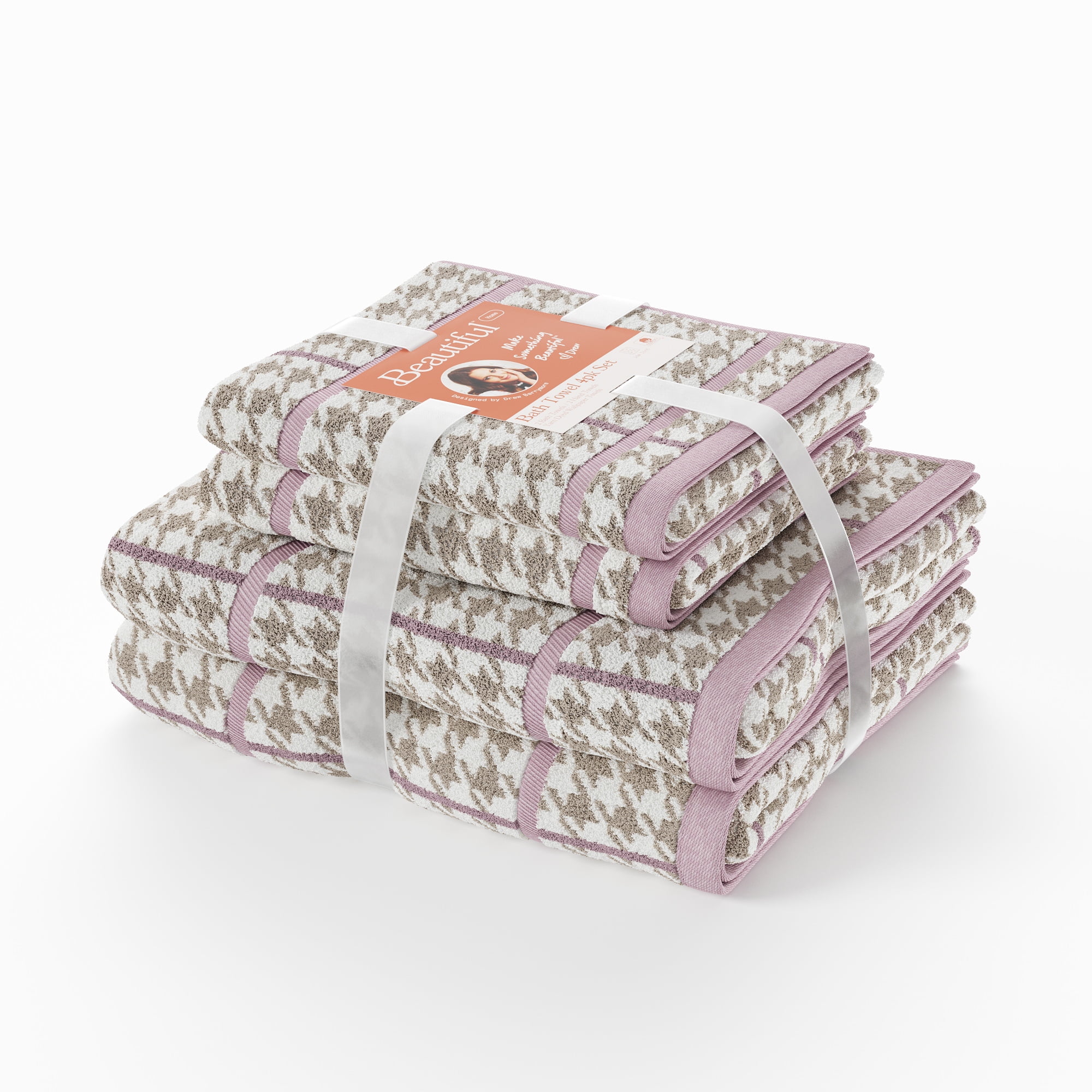 Beautiful Wallpaper 4pk Towel Set Contains 2 Bath 2 Hand Rose Pink