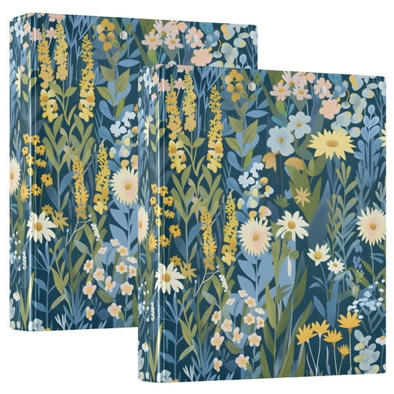 Beautiful Plant Floral Field Hardcover 3 Ring Binder 1.5” Round Rings Binder Organizer Letter Size Paper Pockets School Office Supplies