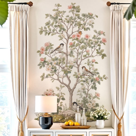 Beautiful Plants and Birds Wall Stickers - Nature-Inspired Home Decor Decals