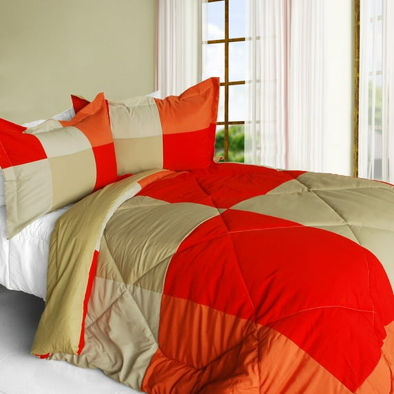 Beautiful Prairie Quilted Patchwork Down Alternative Comforter Set-Twin
