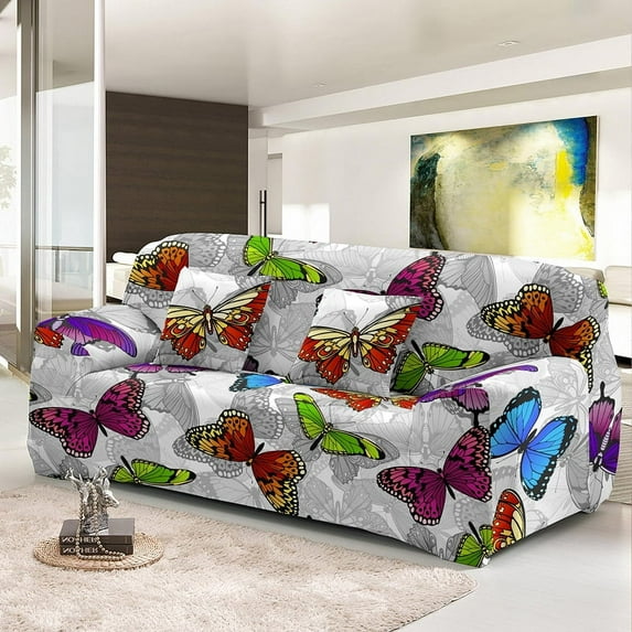 Beautiful Psychedelic Butterfly Sofa Cover For Living Room r Elastic All-Inclusive L Shape Couch Covers 1/2/3/4 Seater