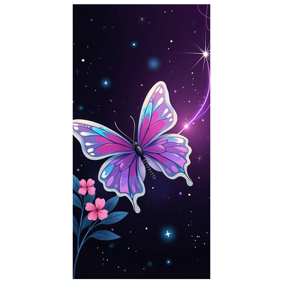 Beautiful Purple Themed Backdrop Banner with Butterfly and Flower Elements Party Decorations Photography Props Background for Birthday Parties Valentine's Day Celebrations General Parties