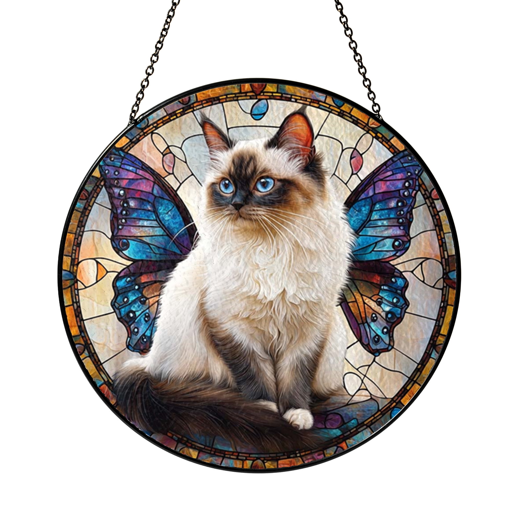 Beautiful Ragdoll Cat with Butterfly Wings Spring Suncatcher Decor ...