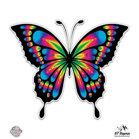 Beautiful Rainbow Butterfly - 12" Vinyl Sticker Waterproof Decal