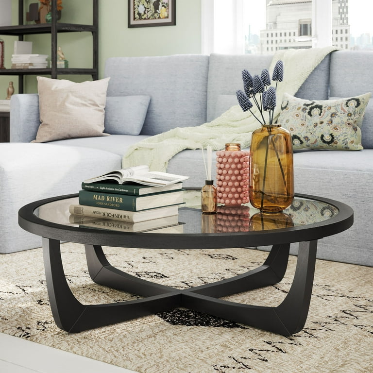 Black and wood coffee table discount
