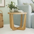 thumbnail image 1 of Beautiful Rattan & Glass Side Table with Solid Wood Frame by Drew Barrymore, Warm Honey Finish, 1 of 9