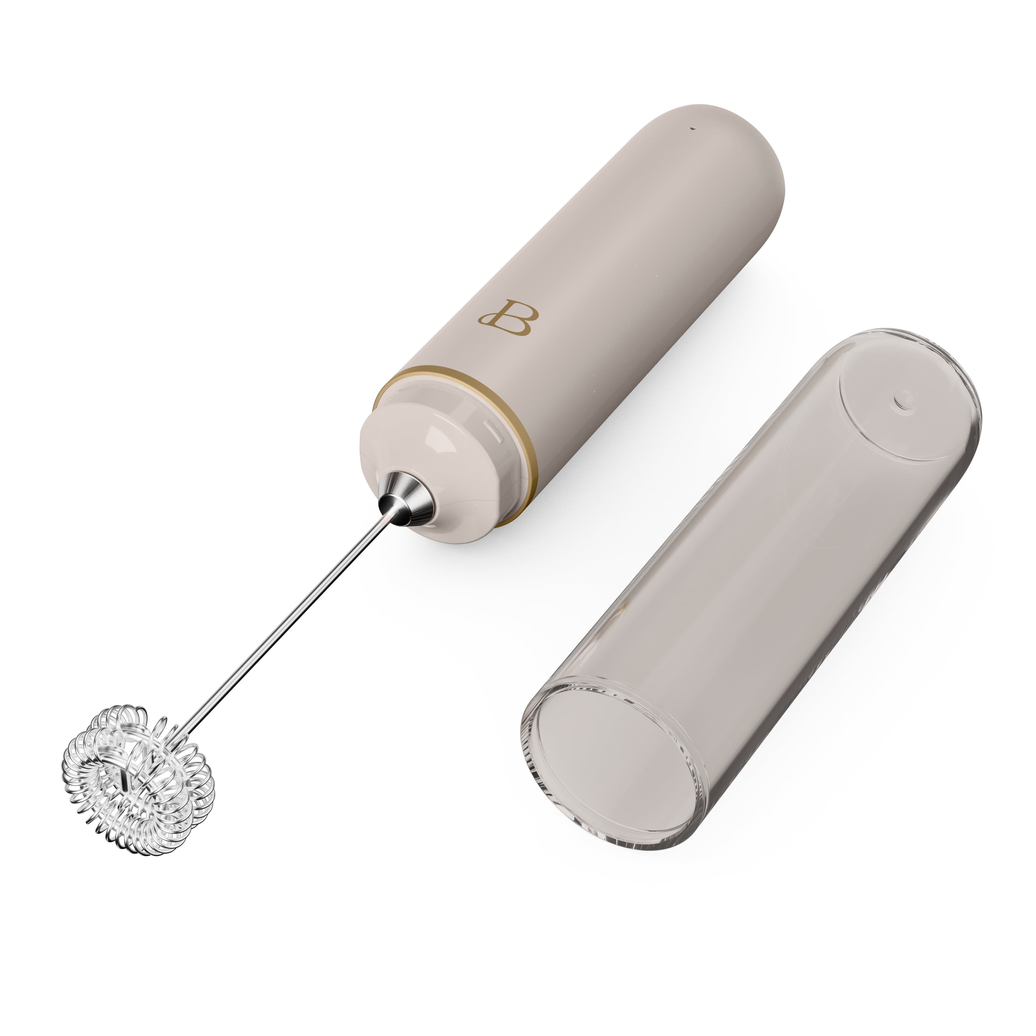 Beautiful Handheld Rechargeable Milk Frother, Porcini Taupe by Drew Barrymore