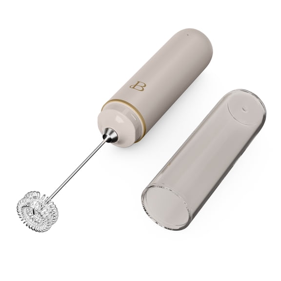 Beautiful Handheld Rechargeable Milk Frother, Porcini Taupe by Drew Barrymore