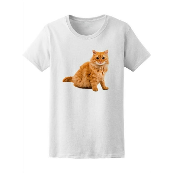 Beautiful Red Cat With Long Hair T-Shirt Women -Image by Shutterstock, Female Large