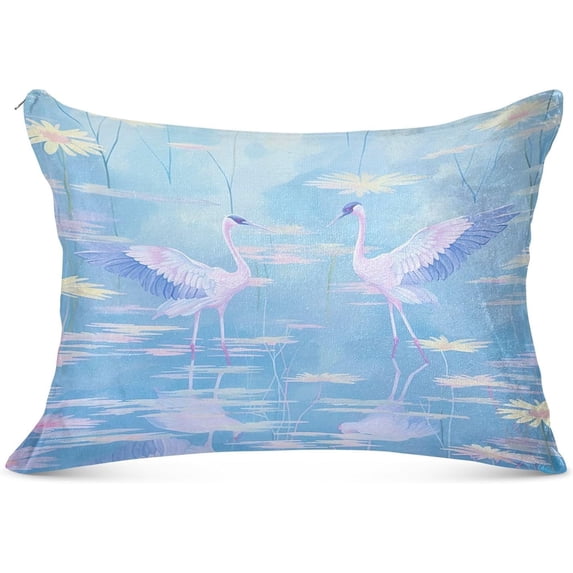 Beautiful Red Crowned Crane Body Pillow Cover with Zipper, Soft and Cozy Fuzzy Fleece Body Pillow Case Cover 21 x 54 in, Plush Long Body Pillow Pillowcase for Fall and Winter Home Decor Gifts
