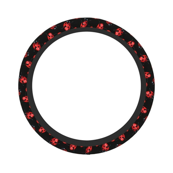 Haiem Beautiful Red Ladybug Print Steering Wheel Cover 15 Inches for Women Men, Neoprene Anti-Slip Steering Wheel Grip Wrap Car Accessories Protective Case Cover for Vehicle Truck SUV