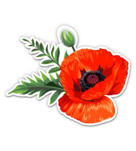 Poppo Sticker Beautiful Red Poppo Flower - 12