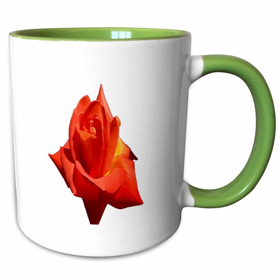 3drose, Beautiful Red Rose Isolated Vector, 11oz Two-tone Green Mug