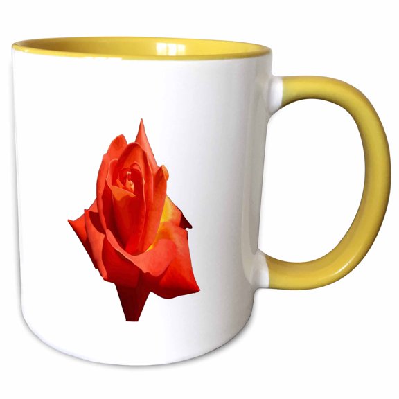 3drose, Beautiful Red Rose Isolated Vector, 11oz Two-tone Yellow Mug