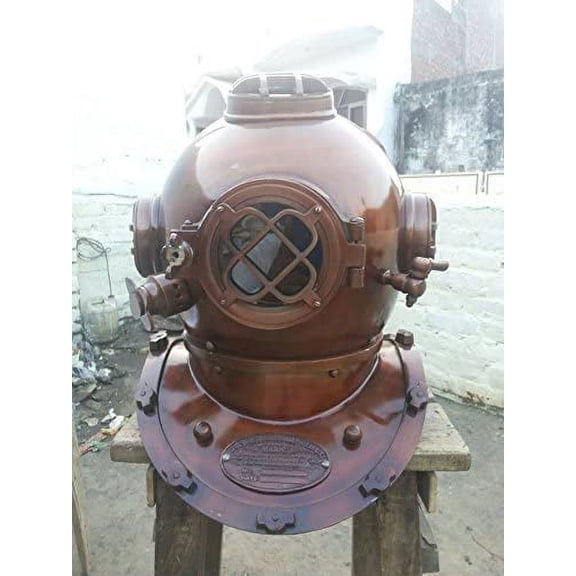 Beautiful Retro Look Sea Scuba Diving Helmet Mark V Mark Us Navy Coffee Brown Finish