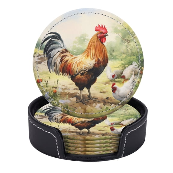 Beautiful Rooster And Hens In The Meadow