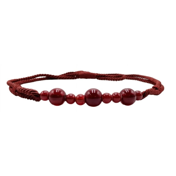 Beautiful Rope Curtain and Drapery Holdback Embellished with Glass Beads Tieback, 26" Spread (66cm), 3/16" (0.5cm) Thick # RTB9920BEADED,, Cherry Red #E13 (Dark Crimson Red) Set of 4