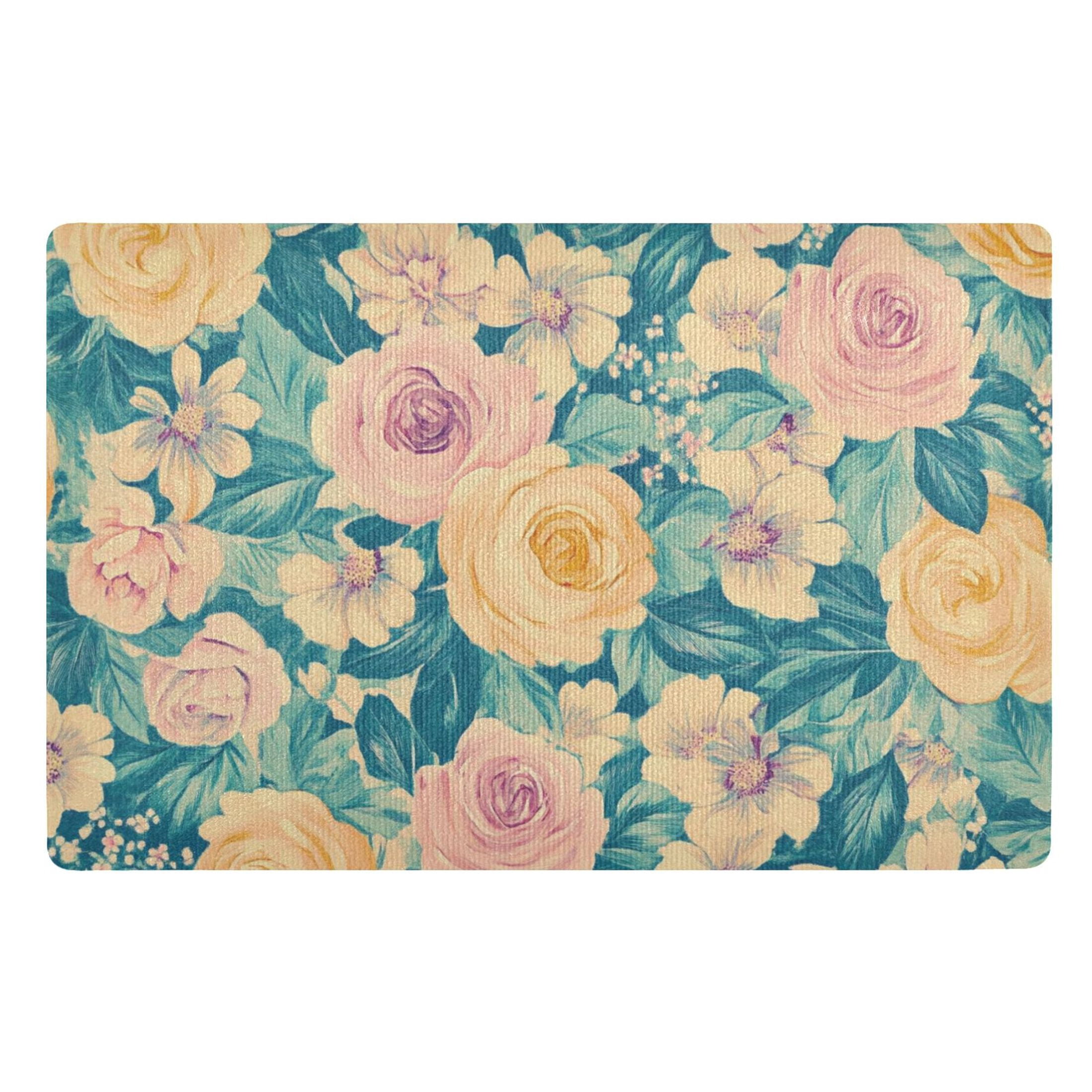 Rose Mat Beautiful Rose Design Floor Door Mat Outdoor Indoor for Home Entrance ...