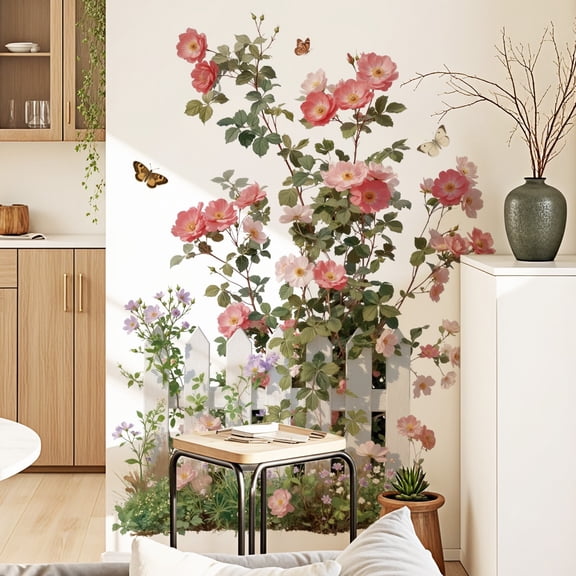 Beautiful Rose Flower Wall Stickers - Decorative Floral Decals for Home, Office, and Events