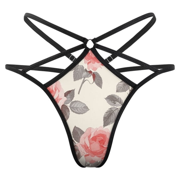 Beautiful Roses Colorful Open Type Women's Panties Crotch Opening G-strings Thongs Lingeries Underwear