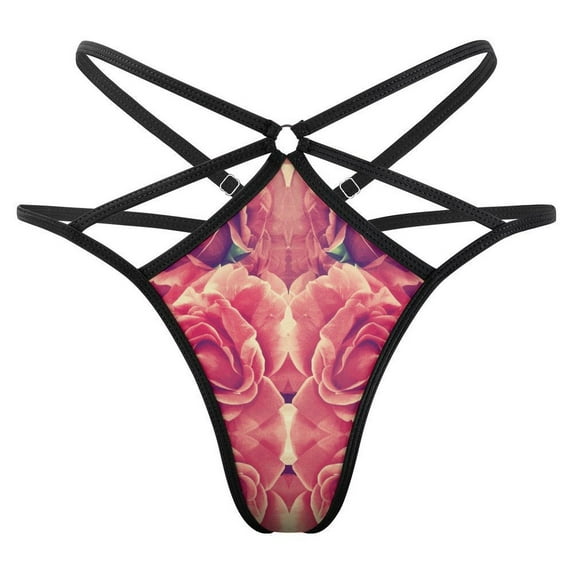 Beautiful Roses Colorful Open Type Women's Panties Crotch Opening G-strings Thongs Lingeries Underwear