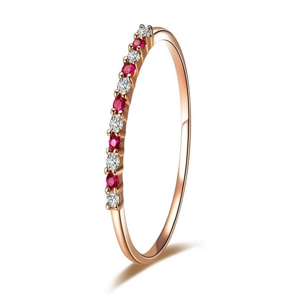 Beautiful Ruby and Diamond Wedding Band on 10k Rose Gold