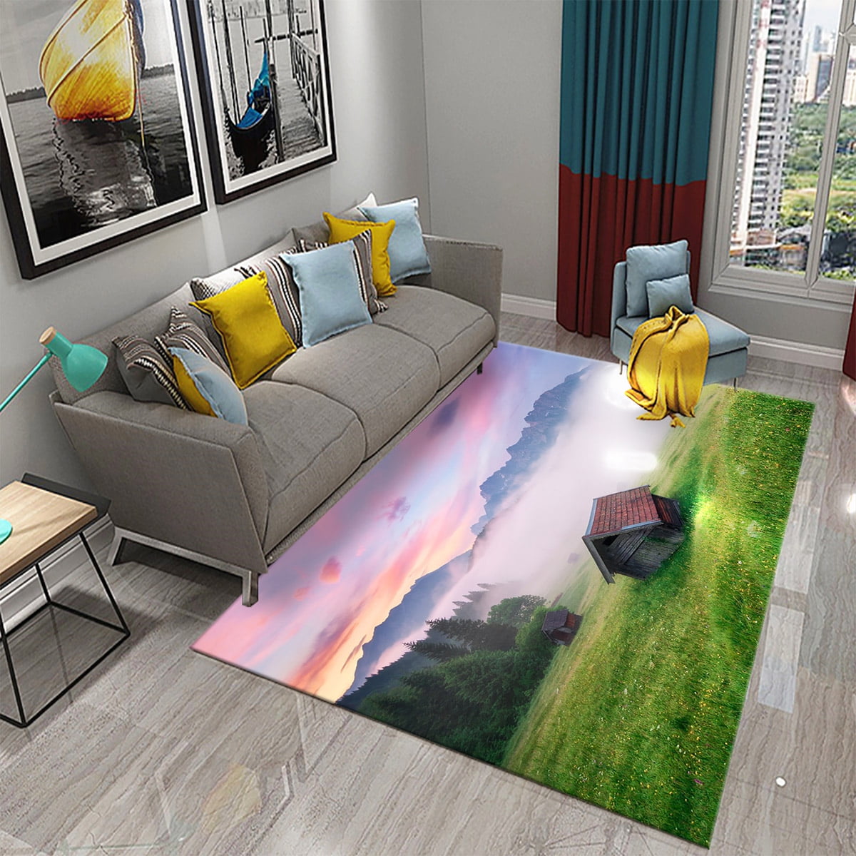 Beautiful Rural Landscape Carpet Color Views Rugs Living Room Bedroom ...