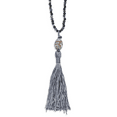 thumbnail image 1 of Beautiful SS Green Glass/Hematite/Grey Quartz w/Nylon Tassel Drop Necklace, 1 of 1
