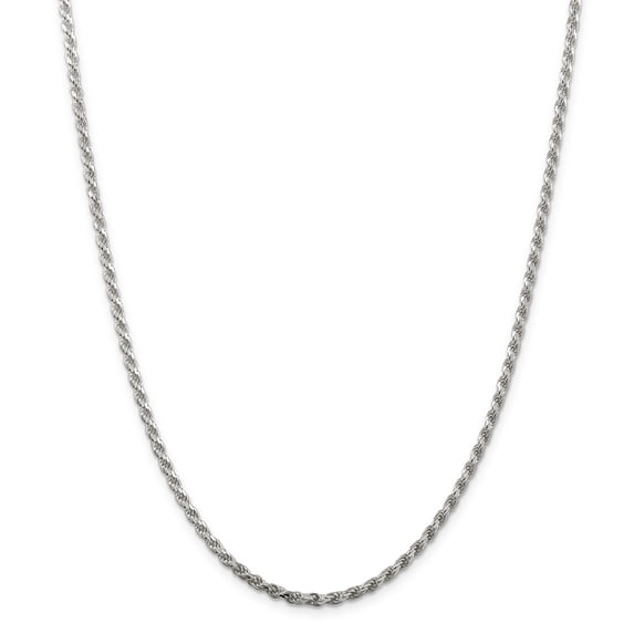 Beautiful SS Rhodium Plated 2.75mm Diamond-cut Rope Chain