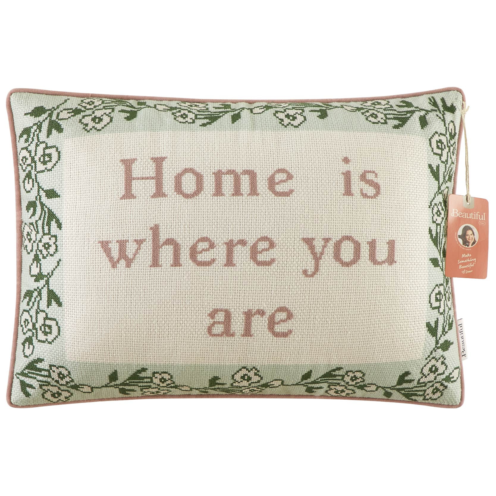 Beautiful Sentiment Needlepoint Lumbar Decorative Pillow by Drew