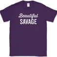 thumbnail image 1 of Beautiful Savage T-Shirt Funny Wife Pretty Humor Novelty Tee - Purple, XL, 1 of 1