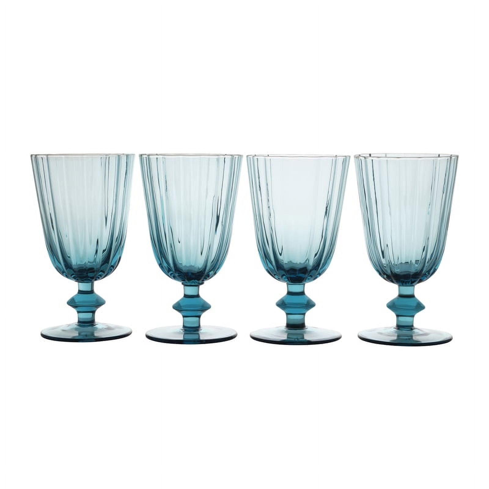 Beautiful Scallop Glass Goblets Set of 4 Cornflower Blue by Drew Barrymore - Walmart.com