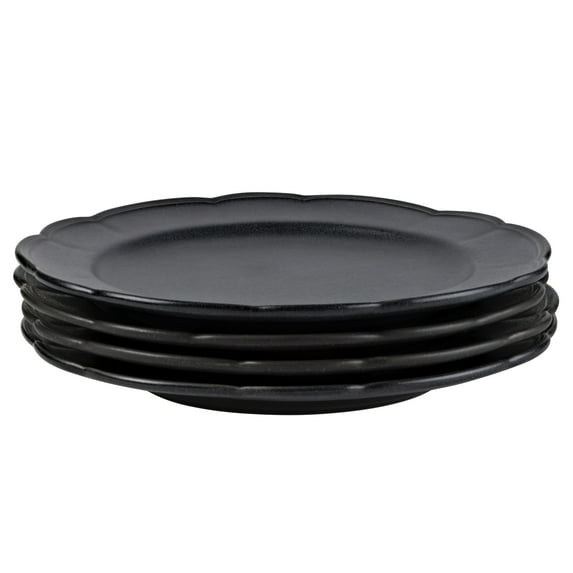 Beautiful Scallops Set of 4 Stoneware Dinner Plates Black by Drew Barrymore
