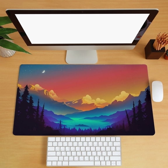 Beautiful Scenery Desk Mat Fantasy Forest Large Desk Mat Mountain and Moon Laptop Desk Pad Gaming Mousepad Office Decor Gift For Him Her