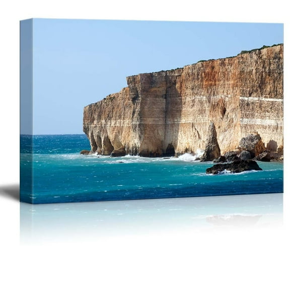 Beautiful Scenery Landscape Comino Island Cliff and View of Mediterranean - Canvas Art Wall Art - 16" x 24"